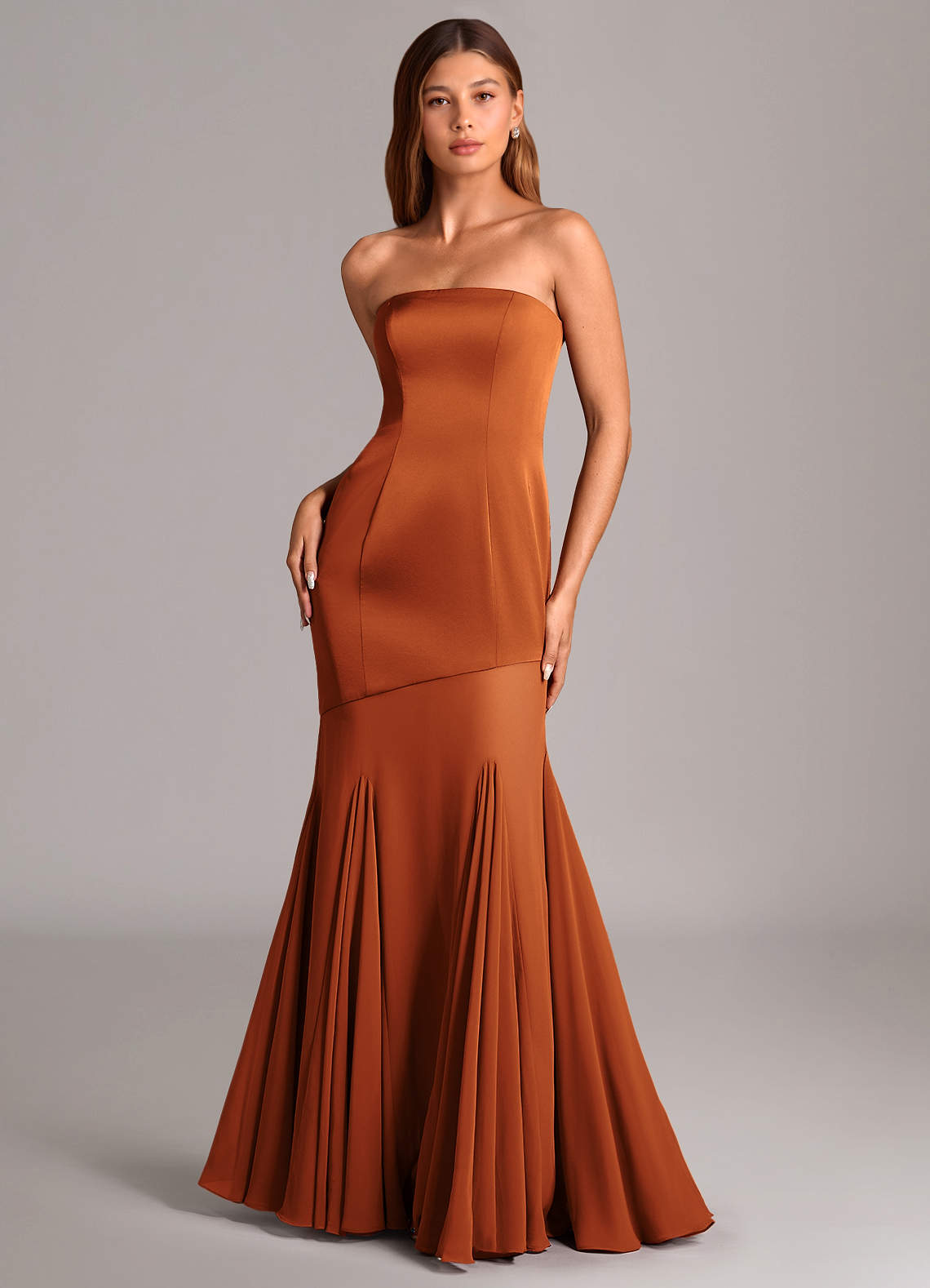 Azazie Uma Bridesmaid Dresses Cinnamon Mermaid Strapless Chiffon Convertible Dress image1