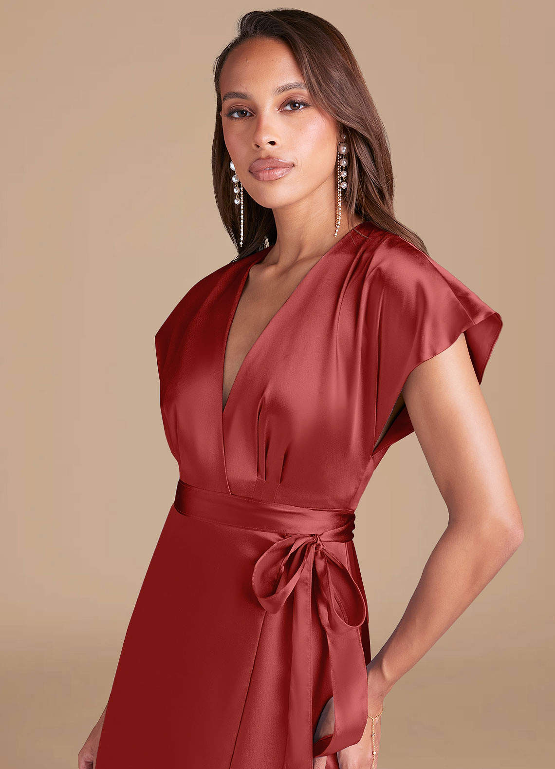 rust metallic dress Baltic Born Womens Sicily Satin Maxi Dress | Rust