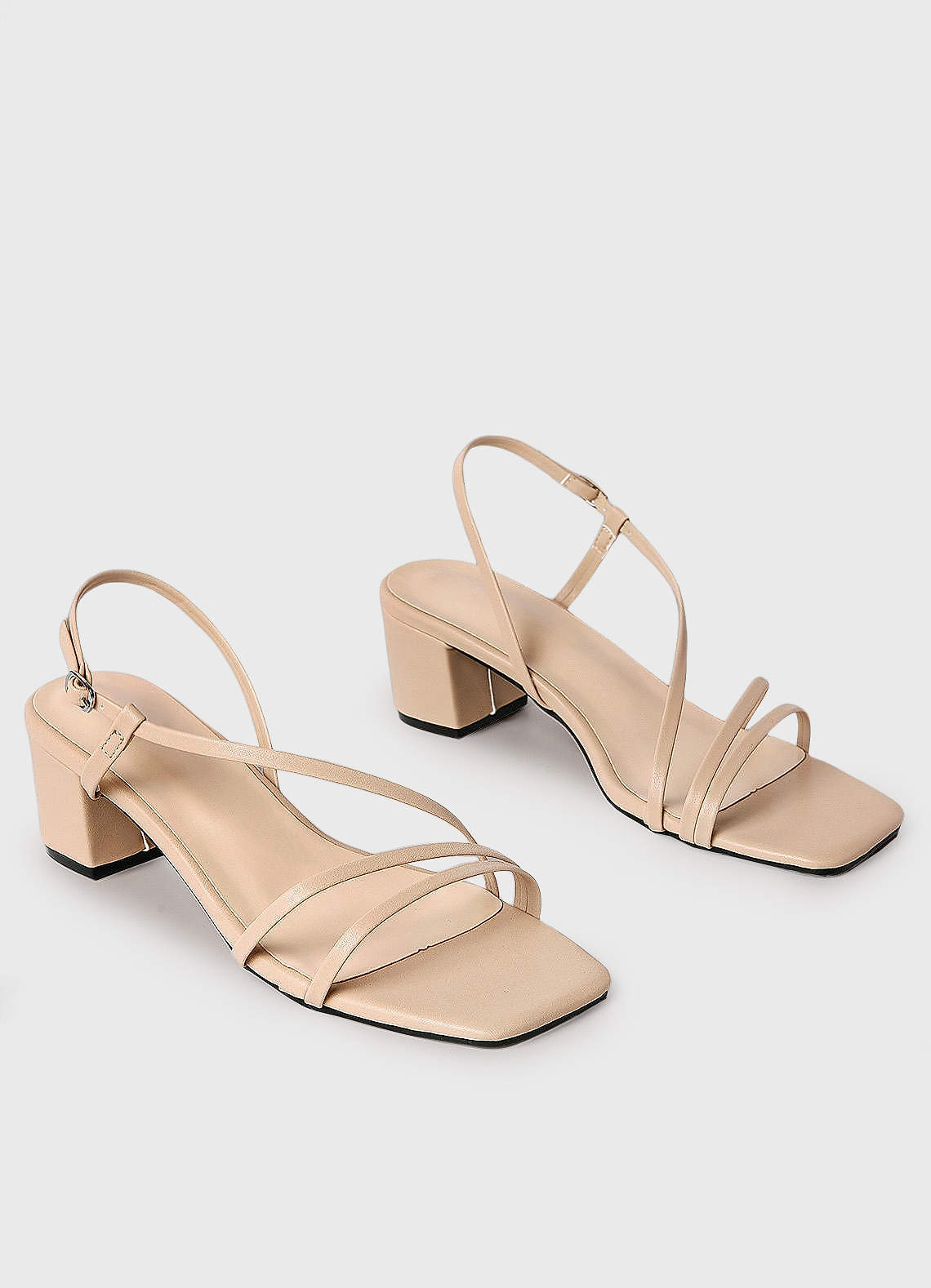 front Strips Block Heel Sandals