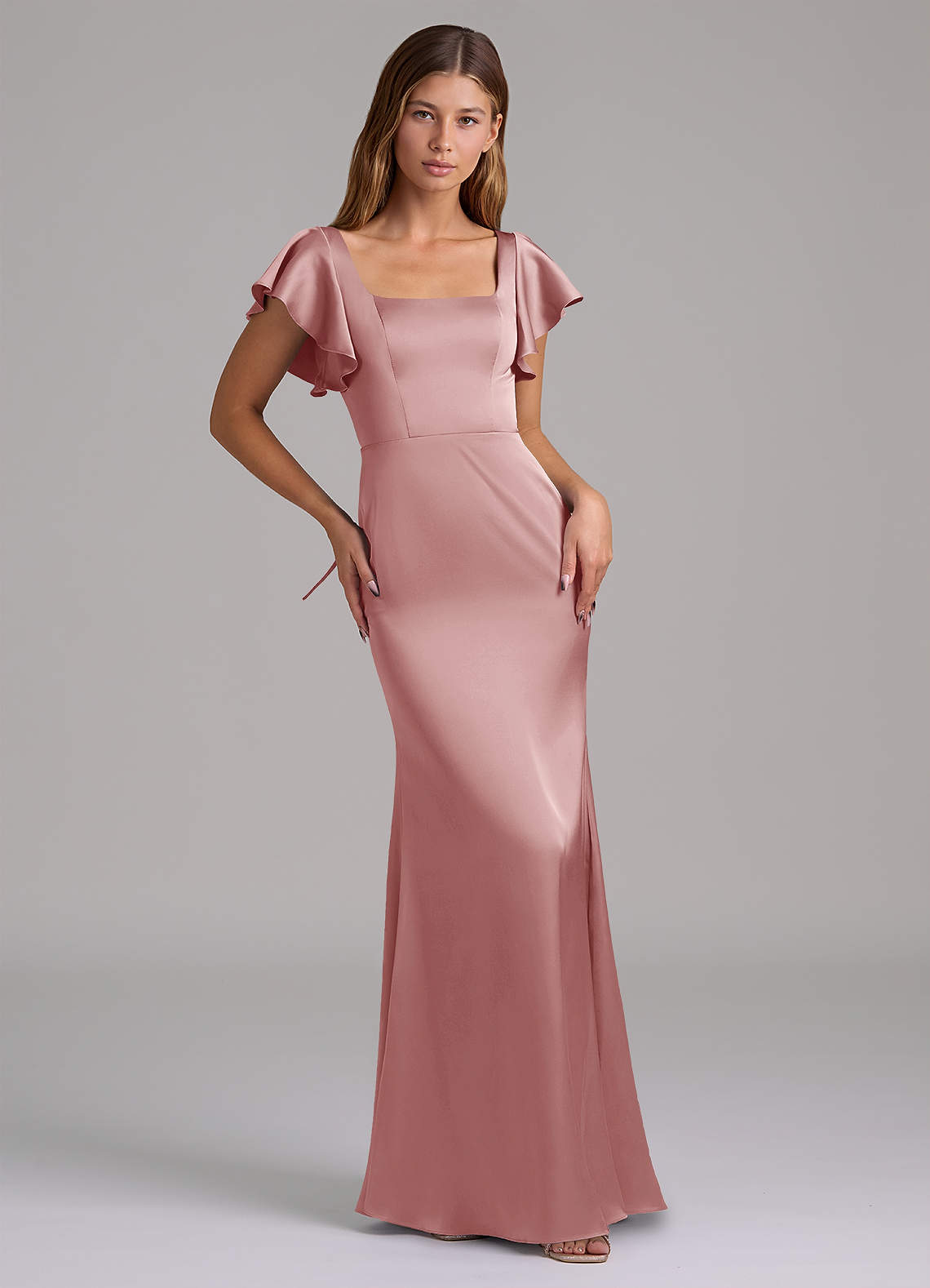 Azazie Elkie Dusty Rose Stretch Satin Bridesmaid Dresses | Azazie