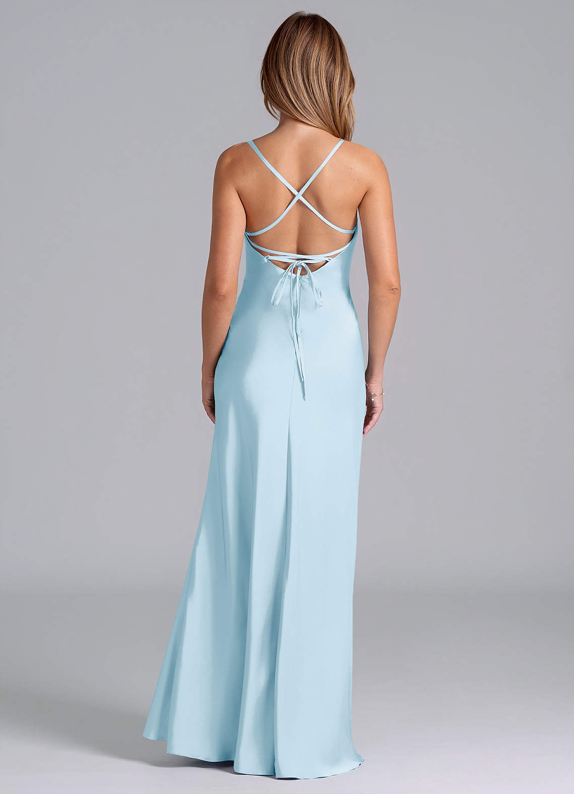 Azazie Seema Brudtärnklänningar Klä av Sjöjungfru i Stretch Satin Korsett Himmelsblå image6