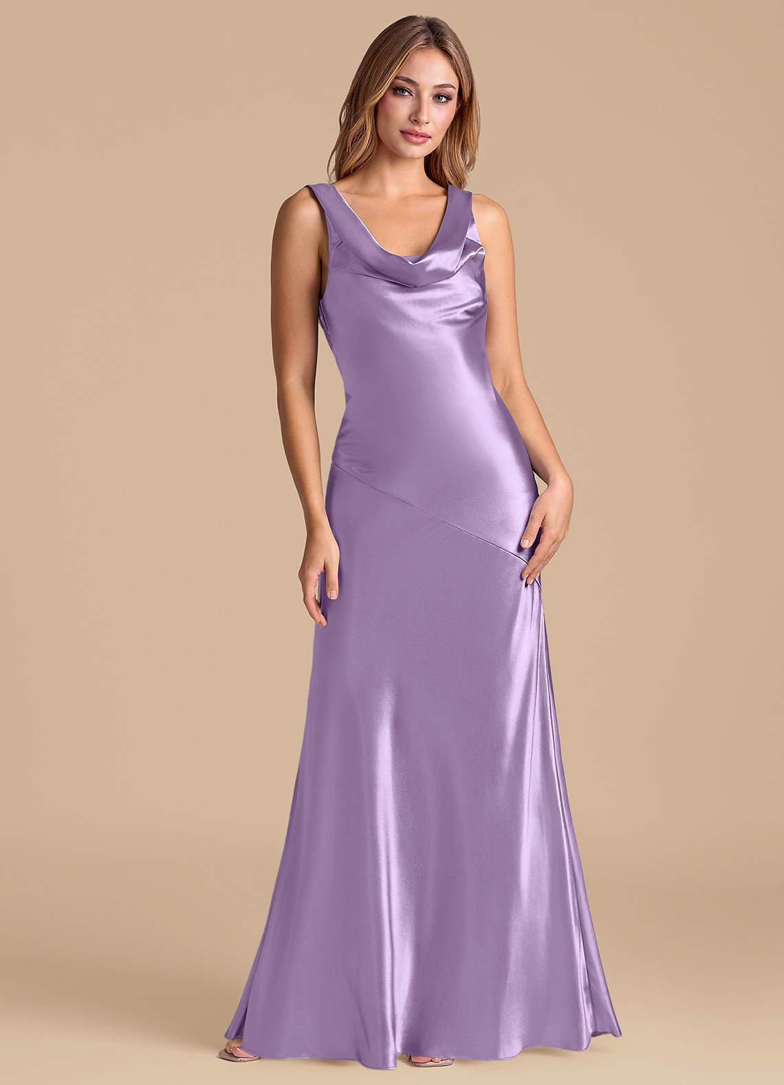 fitted lace wedding dress Zapaka Women Purple Mermaid Hollow Out Bridesmaid Dress Spaghetti Straps Twist Front Wedding Party Dress, Purple / US6