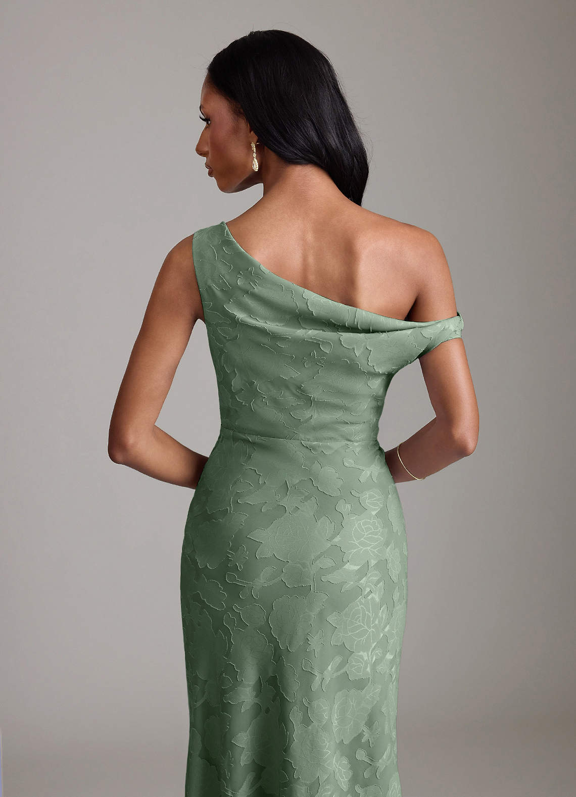 Azazie Emerson Vestidos de damas de honor Vestido de Matcha de Devorado Floral de Corte Sirena con Vestidos sin tirantes image6
