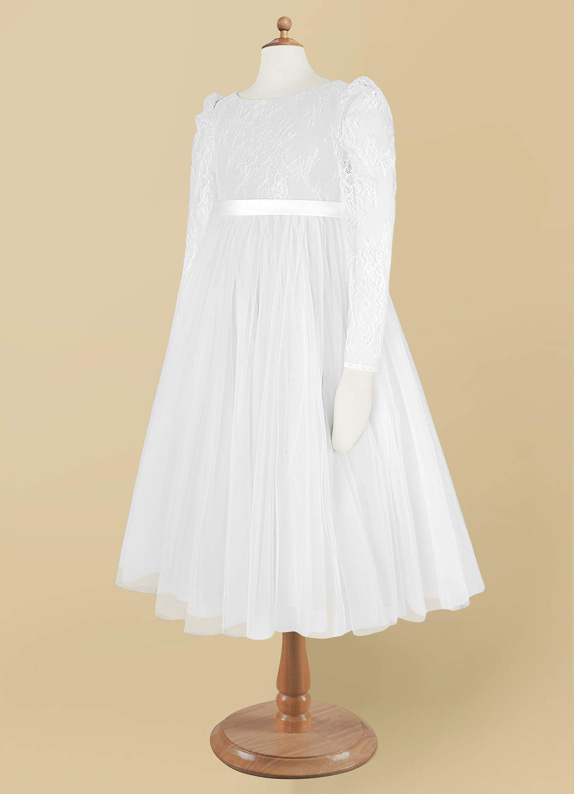 Azazie Darcie Flower Girl Dresses A-Line Lace Tulle Tea-Length Dress image1