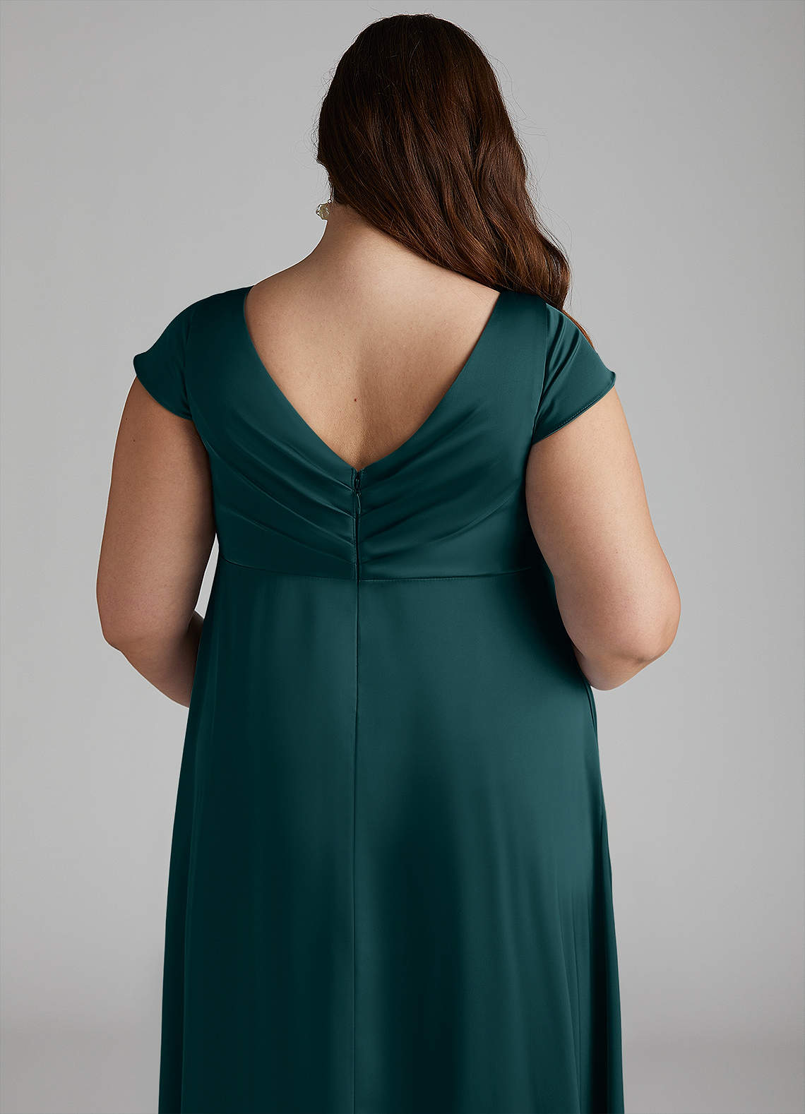 Azazie Allessia vestidos de dama de honor de maternidad Vestido de Corte en A Plisado Hasta el suelo Satén Elástico image11