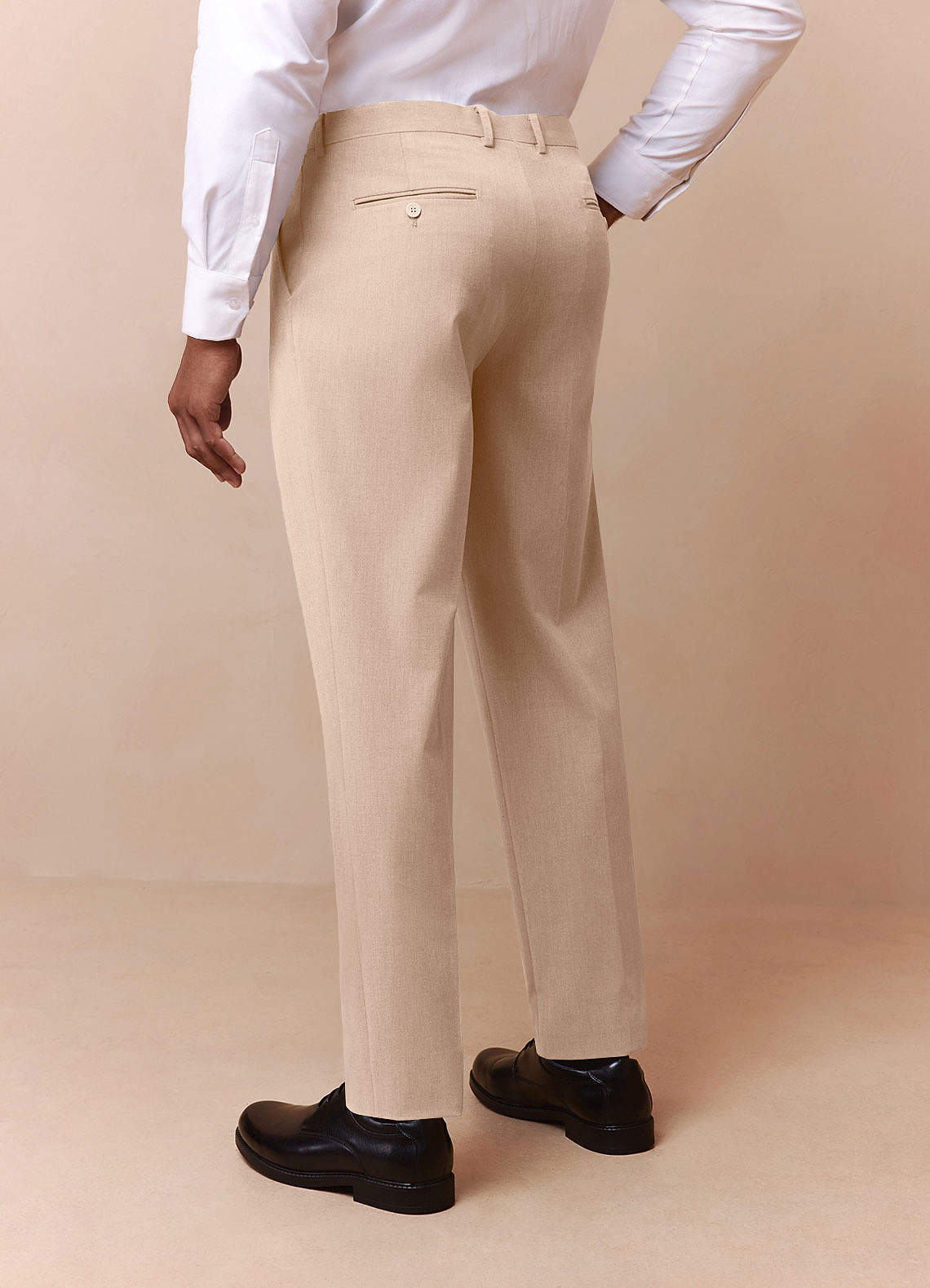 front Savile Tan Wool Blend Dress Pants