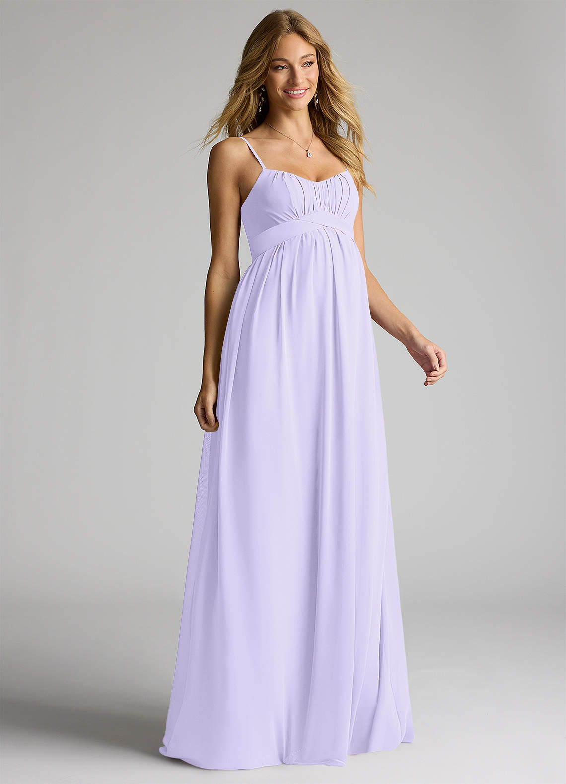 Azazie Llana Maternity Bridesmaid Dresses A-Line Chiffon Floor-Length Dress image1