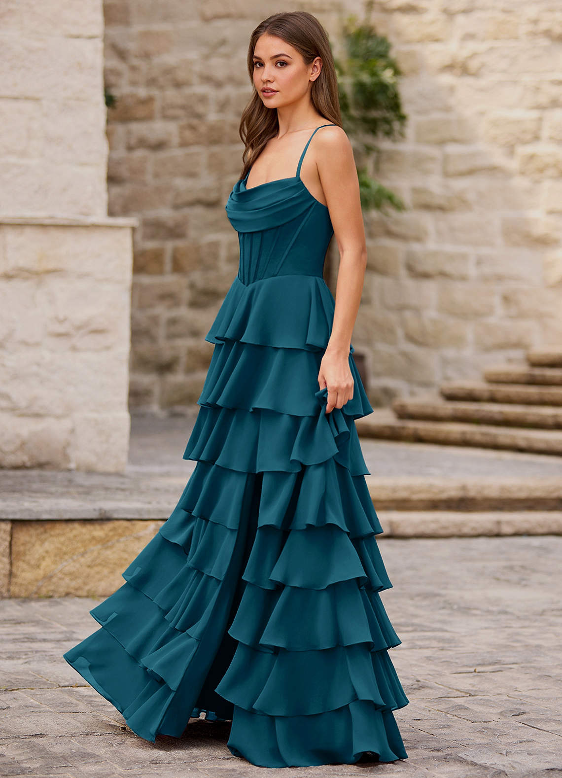 ink blue prom dress A Line Ink Blue Glitter Tulle Lace Prom Dress, Ink Blue / 8