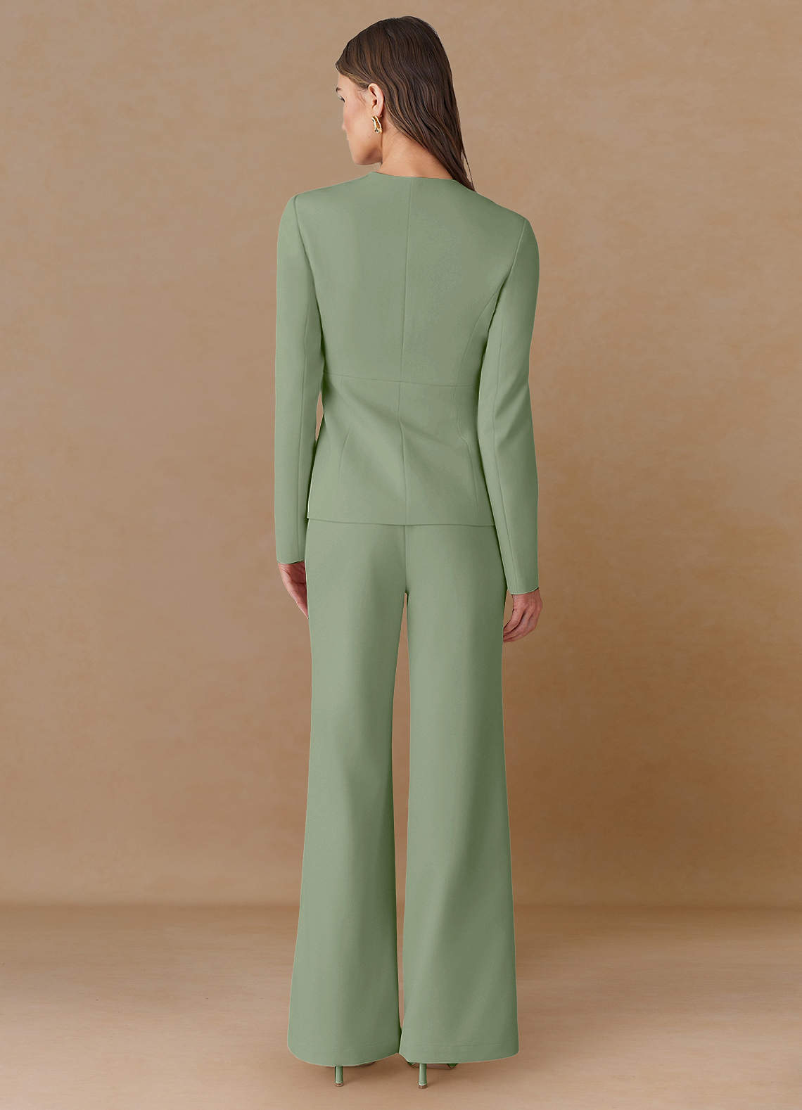 front Elara Dusty Sage Refined Weave Tailored Blazer