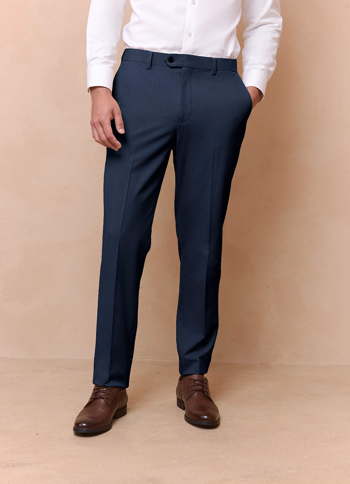 front James Dark Navy Structured Stretch Dress Pants