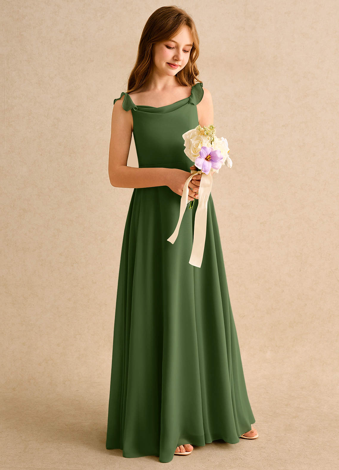 olive green flower girl dress Olive Green Long Sleeve Flower Girl Dress Full Length