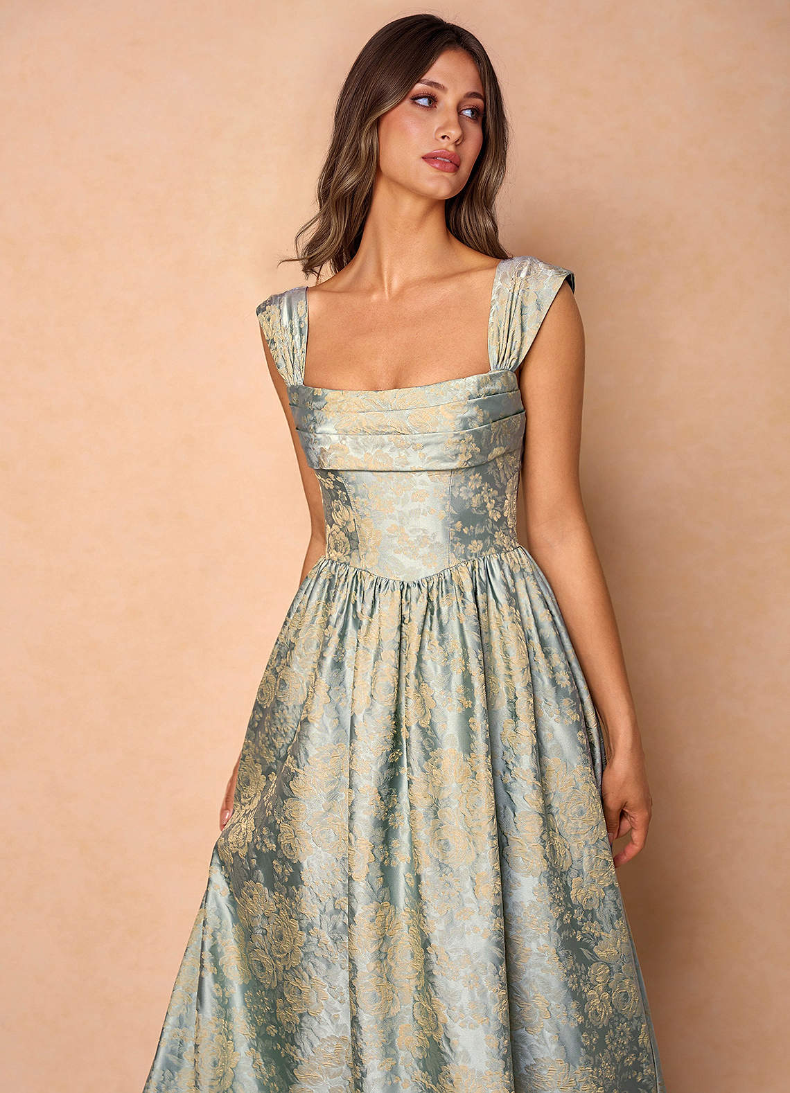 Azazie Runa Vintage Blue Midi Dress for Cocktail & Party