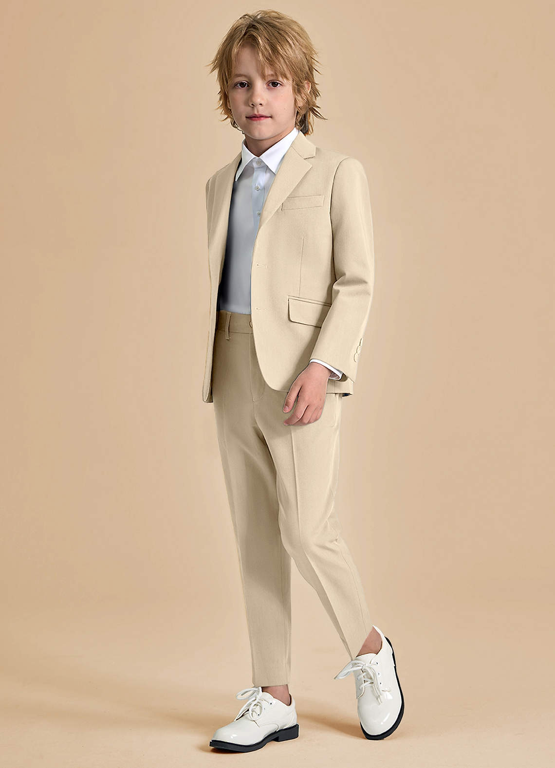 front Oliver Boys Tan 2-Piece Suit