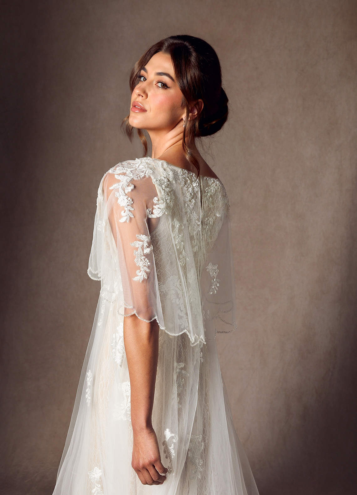 Azazie Renesmee Wedding Dresses Diamond White Champagne A-Line Sequins Tulle Dress image5