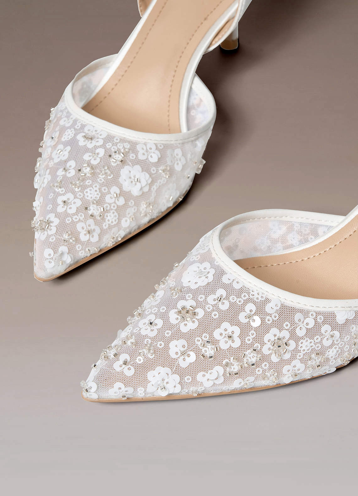 front Hand-Beaded 3D Flowers Bridal Shoes