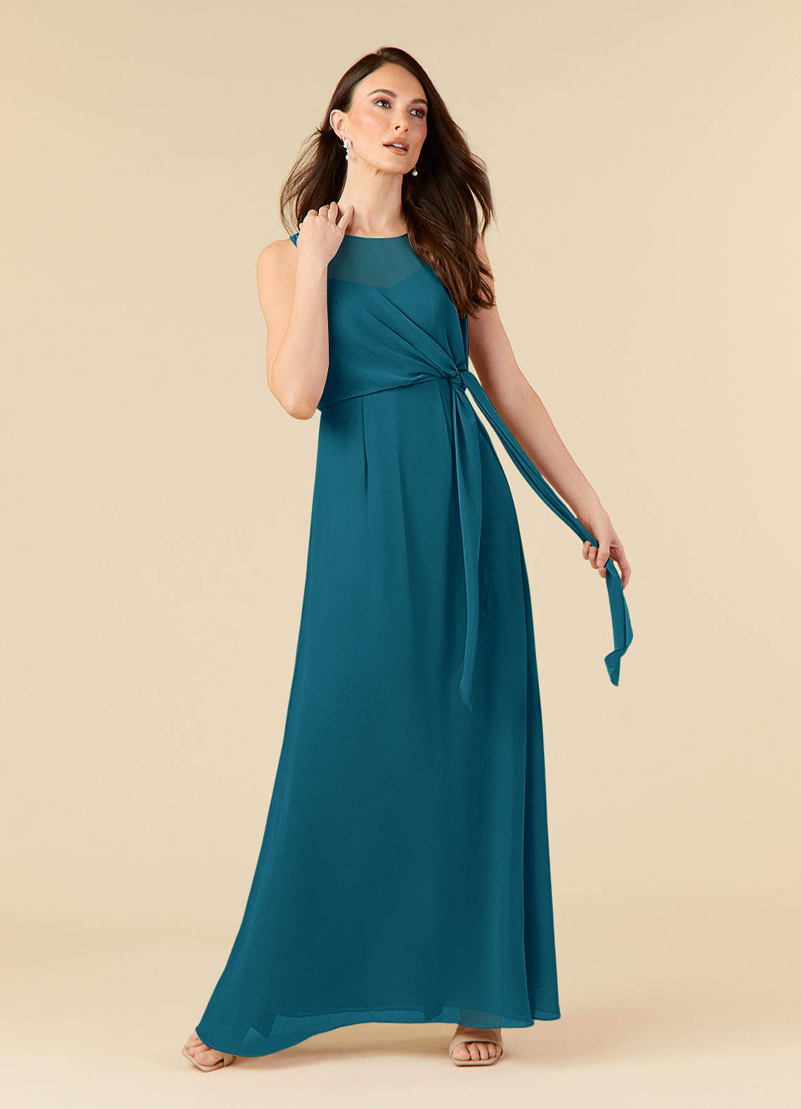 Azazie Marchioness Mother of the Bride Dresses Ink Blue A-Line Scoop Pleated Chiffon Dress image1
