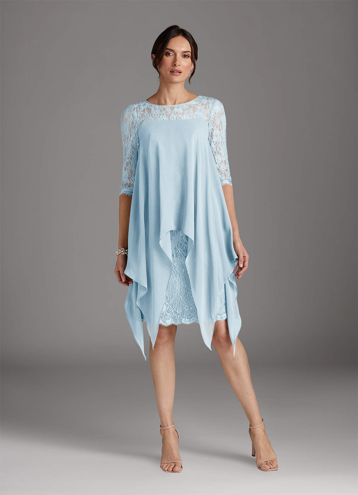 Azazie Flo Mother of the Bride Dresses Sky Blue A-Line Lace Chiffon Dress image1