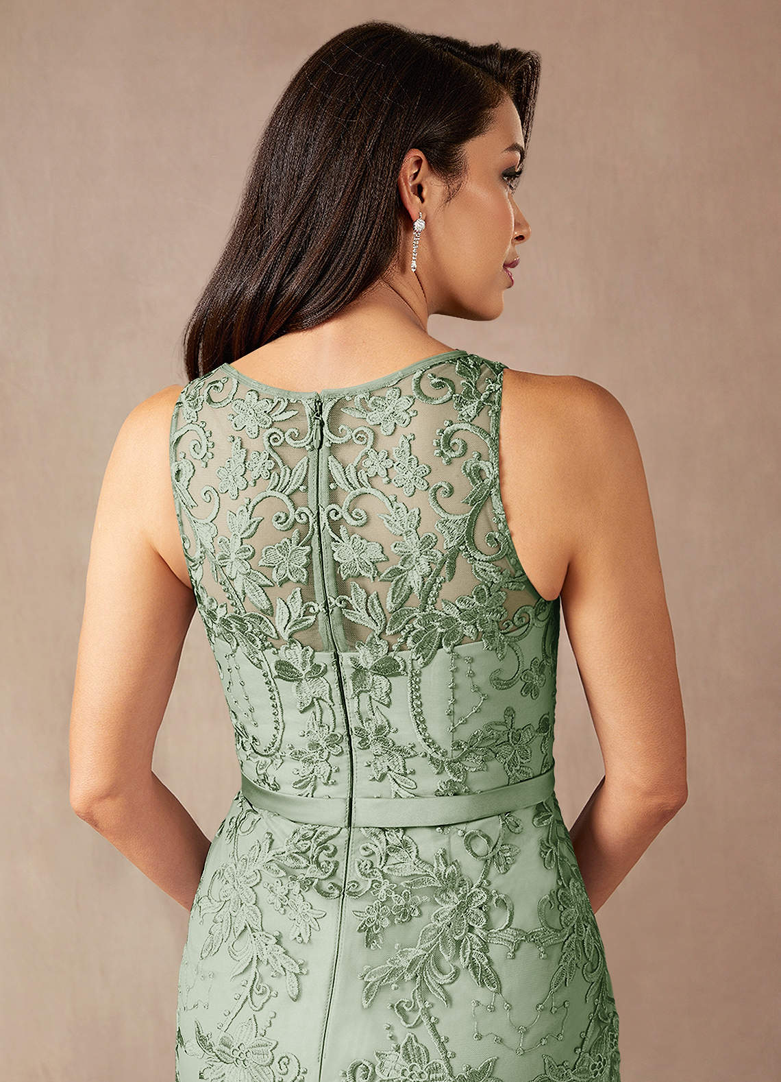 Azazie Herrin Mother of the Bride Dresses Dusty Sage Mermaid Lace Dress image6