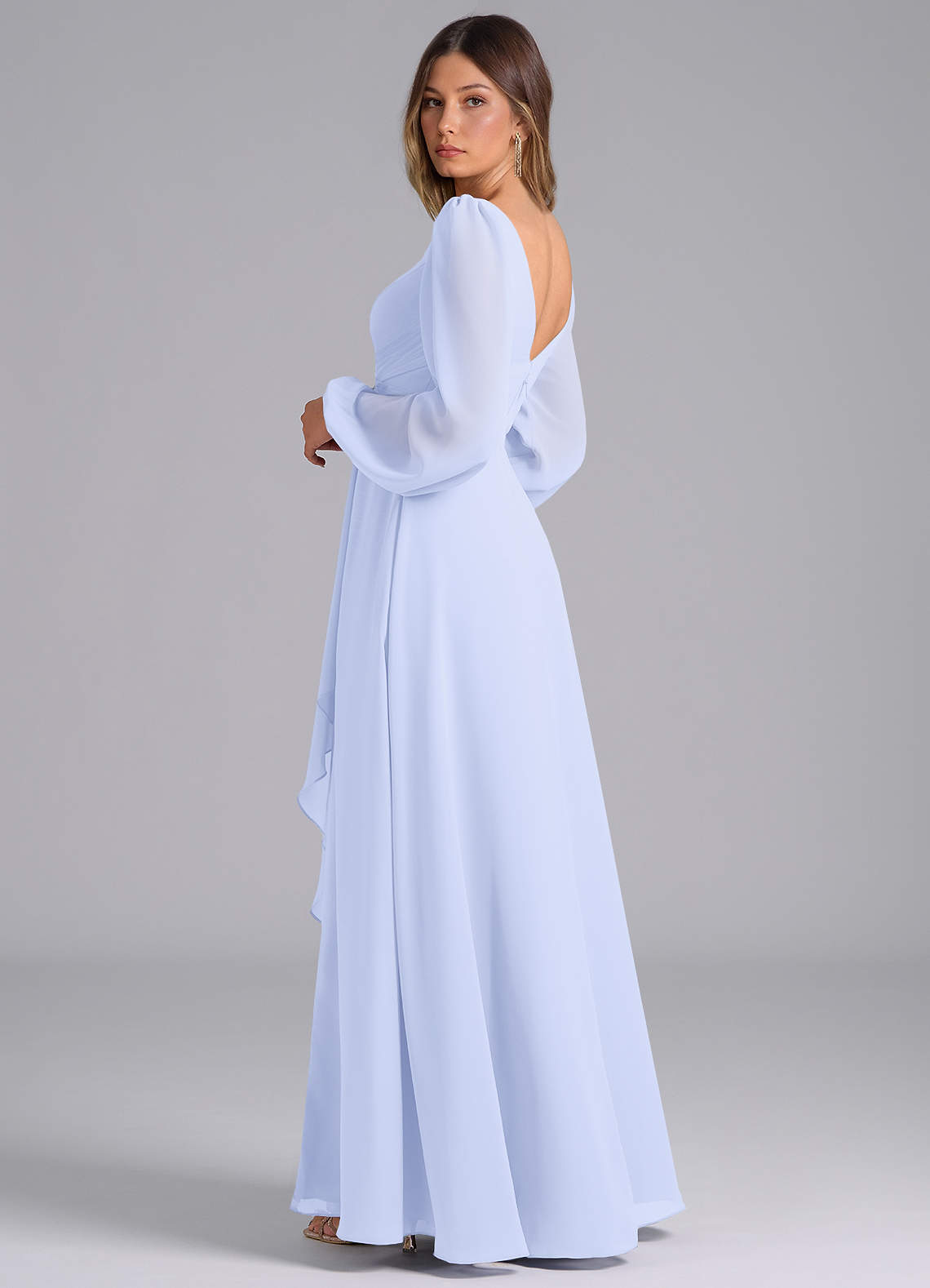 long sleeve lavender bridesmaid dresses A-Line/Princess V-Neck Long Sleeves Floor-Length Bridesmaid Dresses with Pockets & Split Side Wisteria