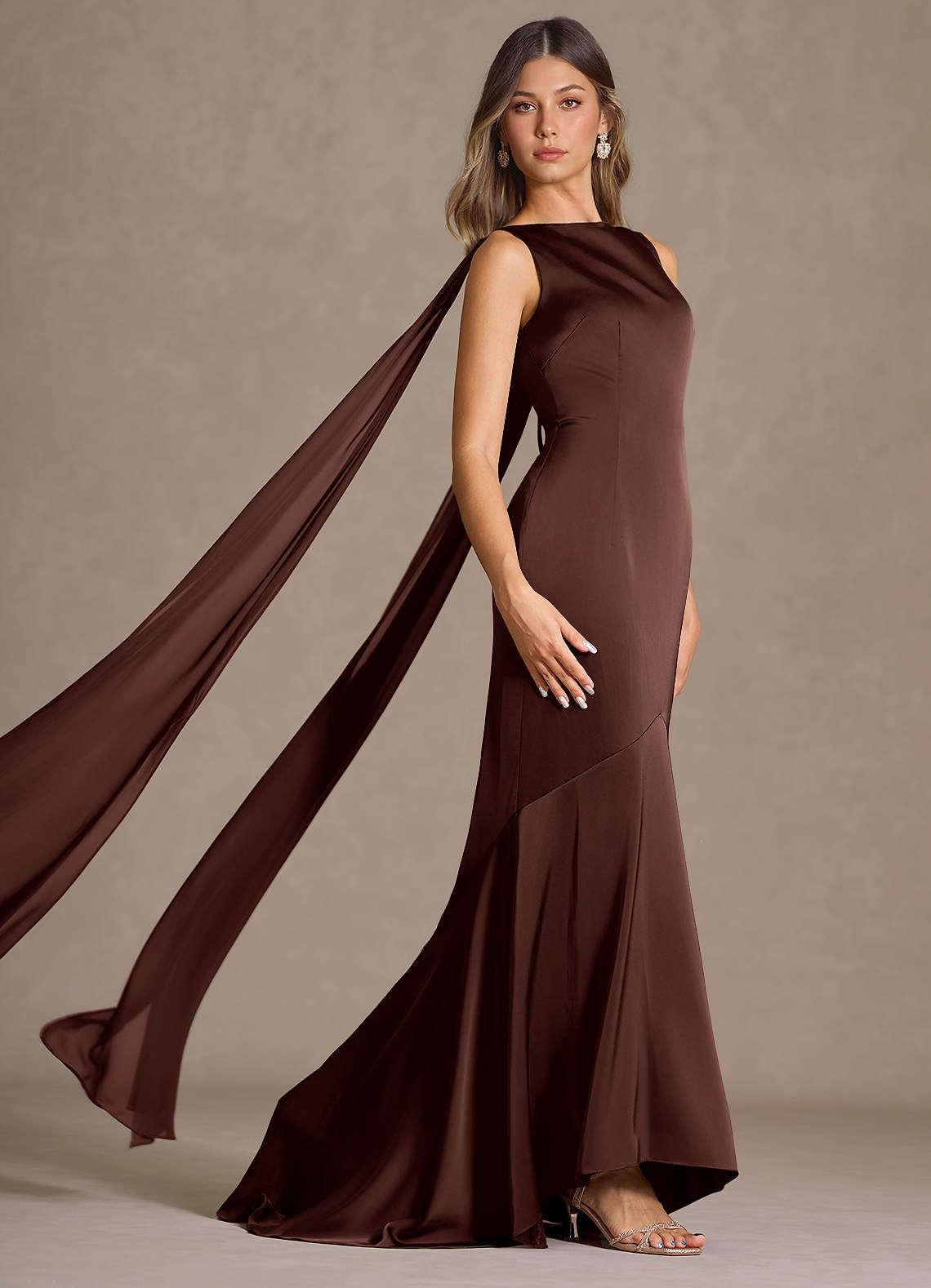 Wynne Mocha Coco Maxi Dress | Azazie