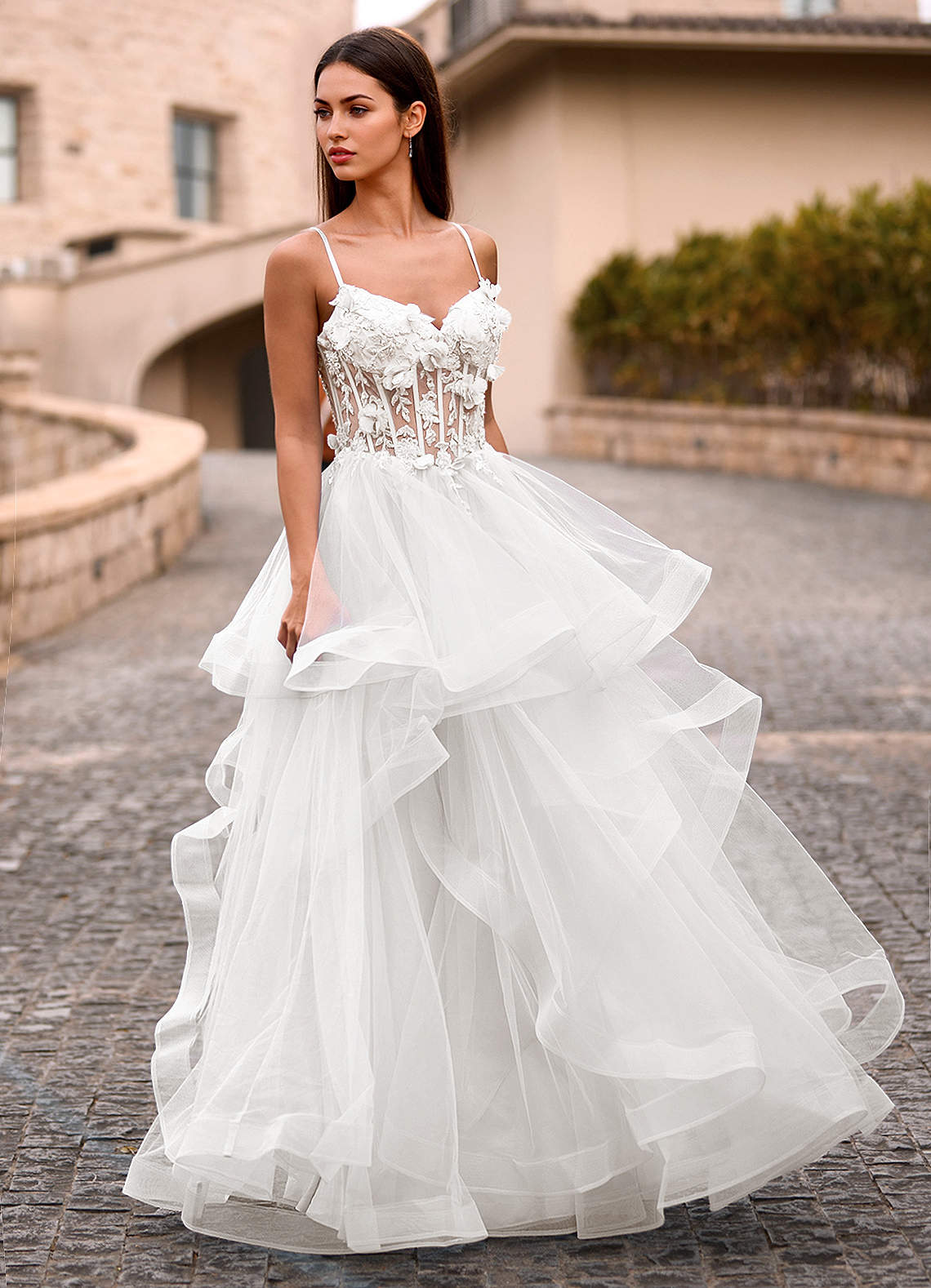 Dreama Ivoire Robe de bal corset en dentelle à volants image2