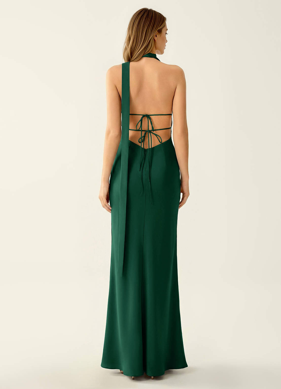 open back emerald green prom dress Vestido de noche largo de satn verde esmeralda, esmeralda sin cuello de lnea V para espalda, vestidos de fiesta formales verdes de color verde esmeralda sin espalda