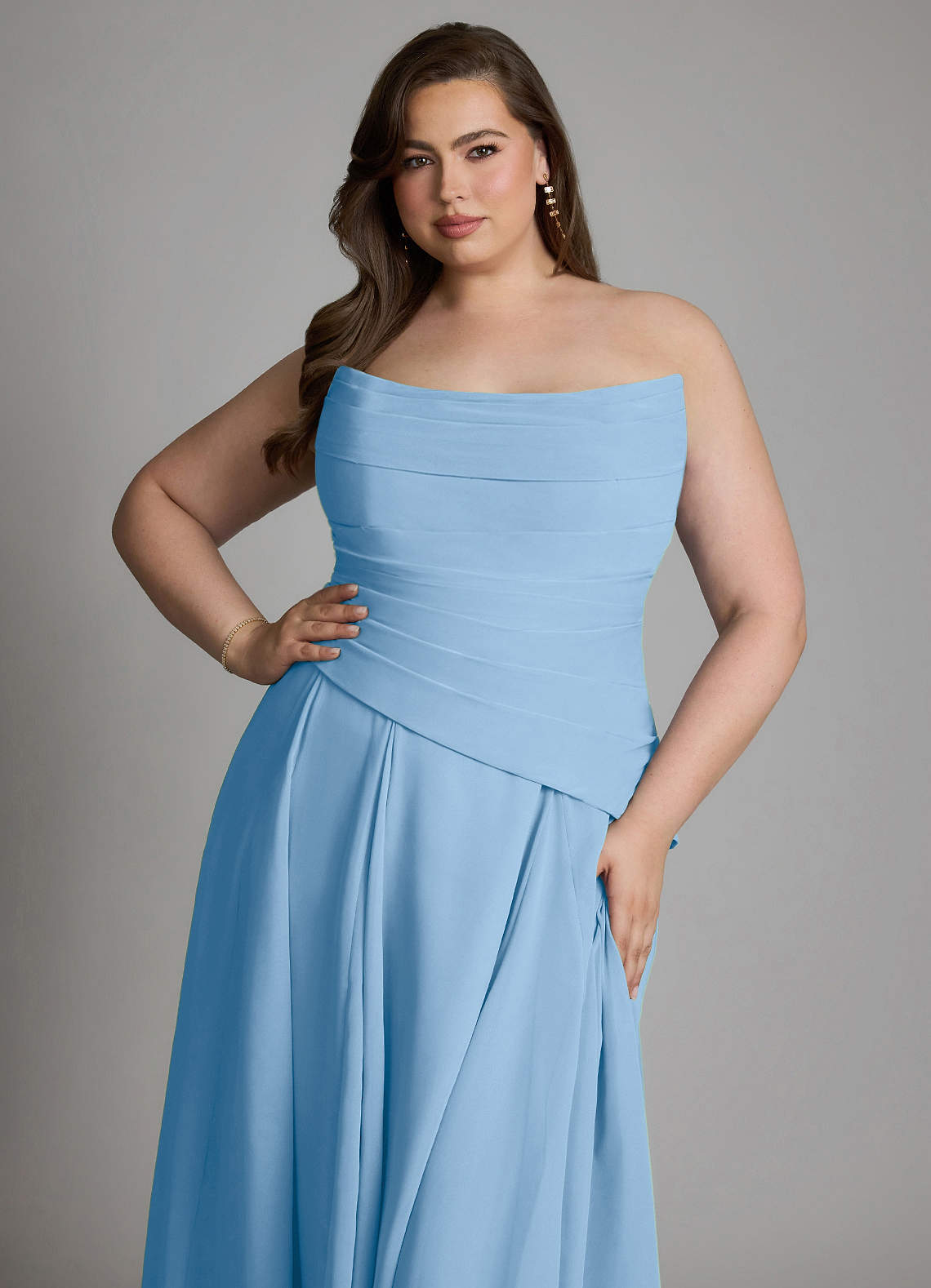 Azazie Gabriela Bridesmaid Dresses Powder Blue A-Line Corset Chiffon Dress image23