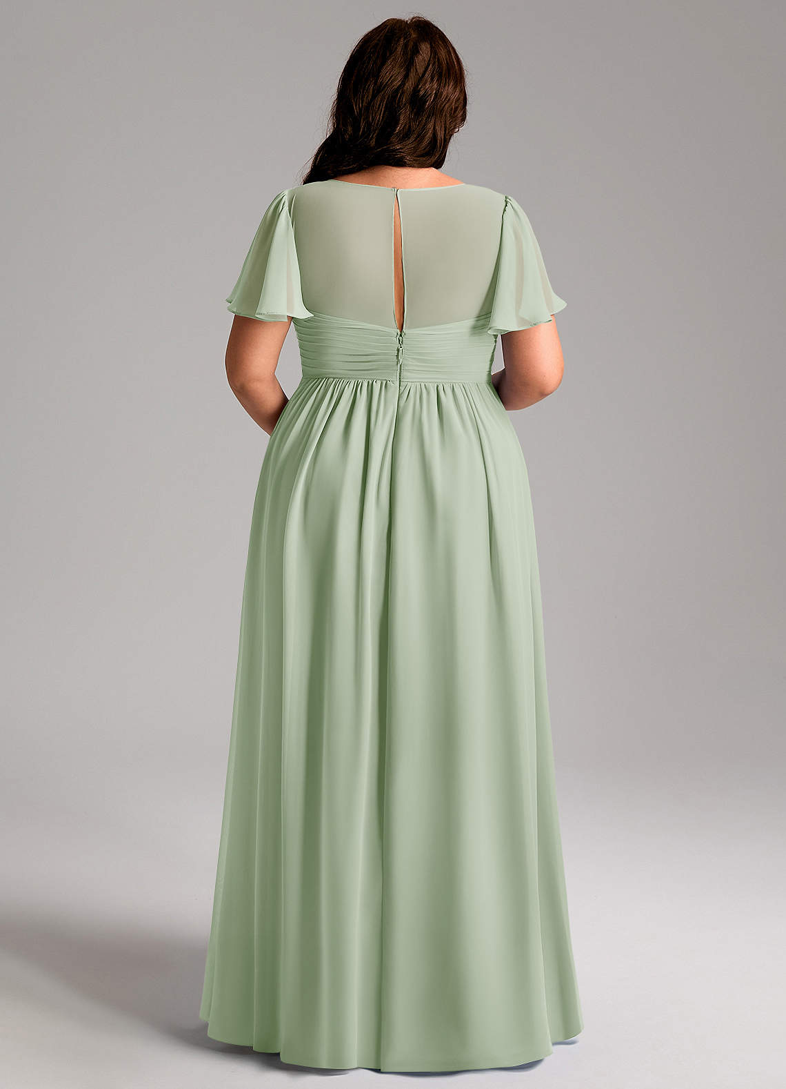 Azazie Verna Maternity Bridesmaid Dresses A-Line V-Neck Ruched Chiffon Floor-Length Dress image11