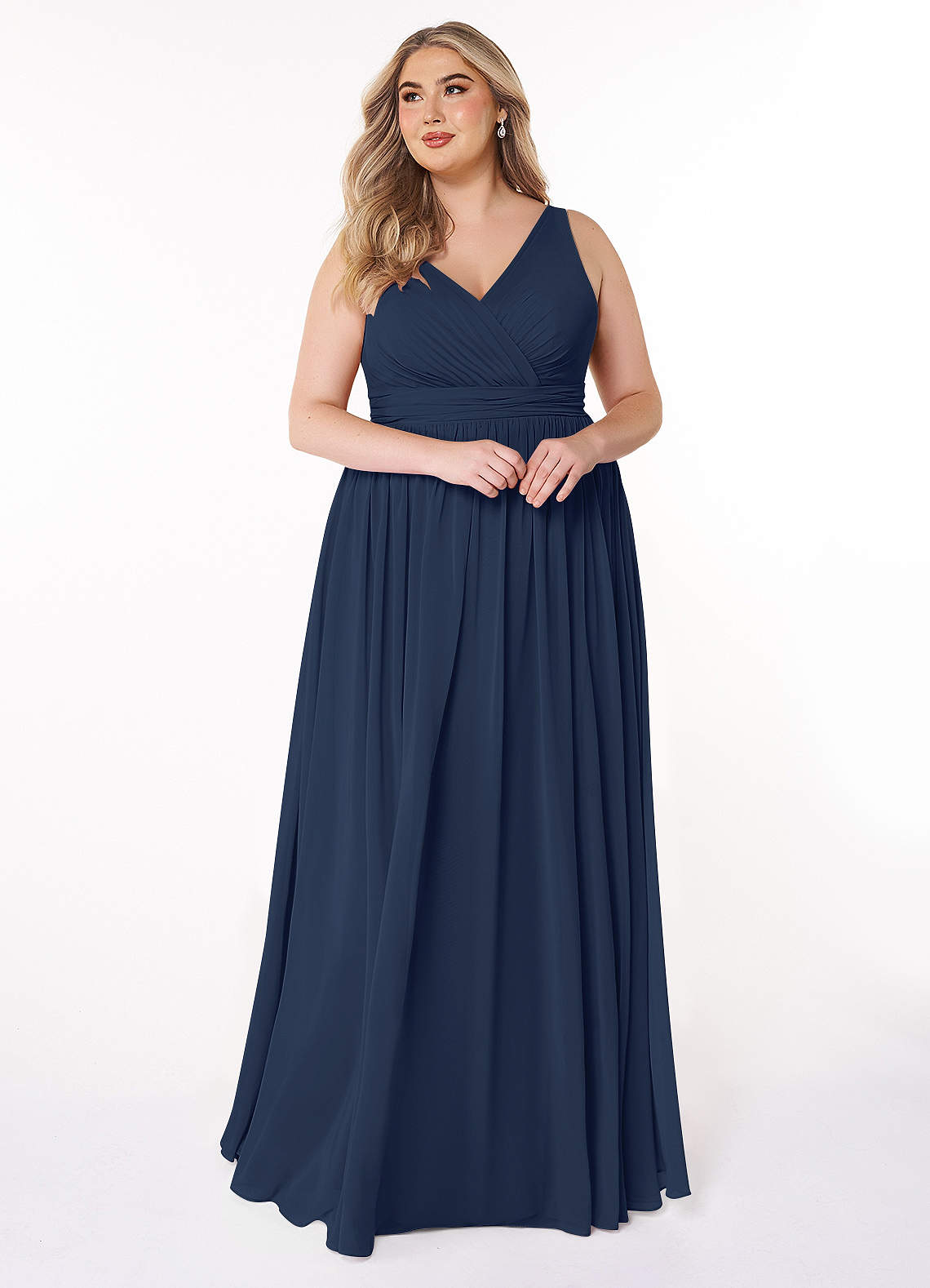 plus size maid of honor dresses navy blue Navy Plus Size Chiffon Dress Azazie In-Stock Plus Size Bridesmaid Dresses A-Line Halter Neck Floor-Length Chiffon Dark Navy