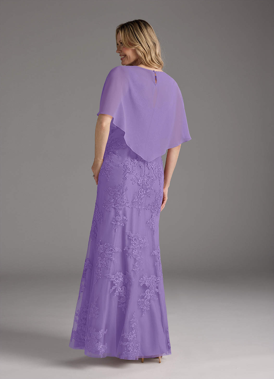 A-line Lace Appliqued Dress with Trailing Tahiti