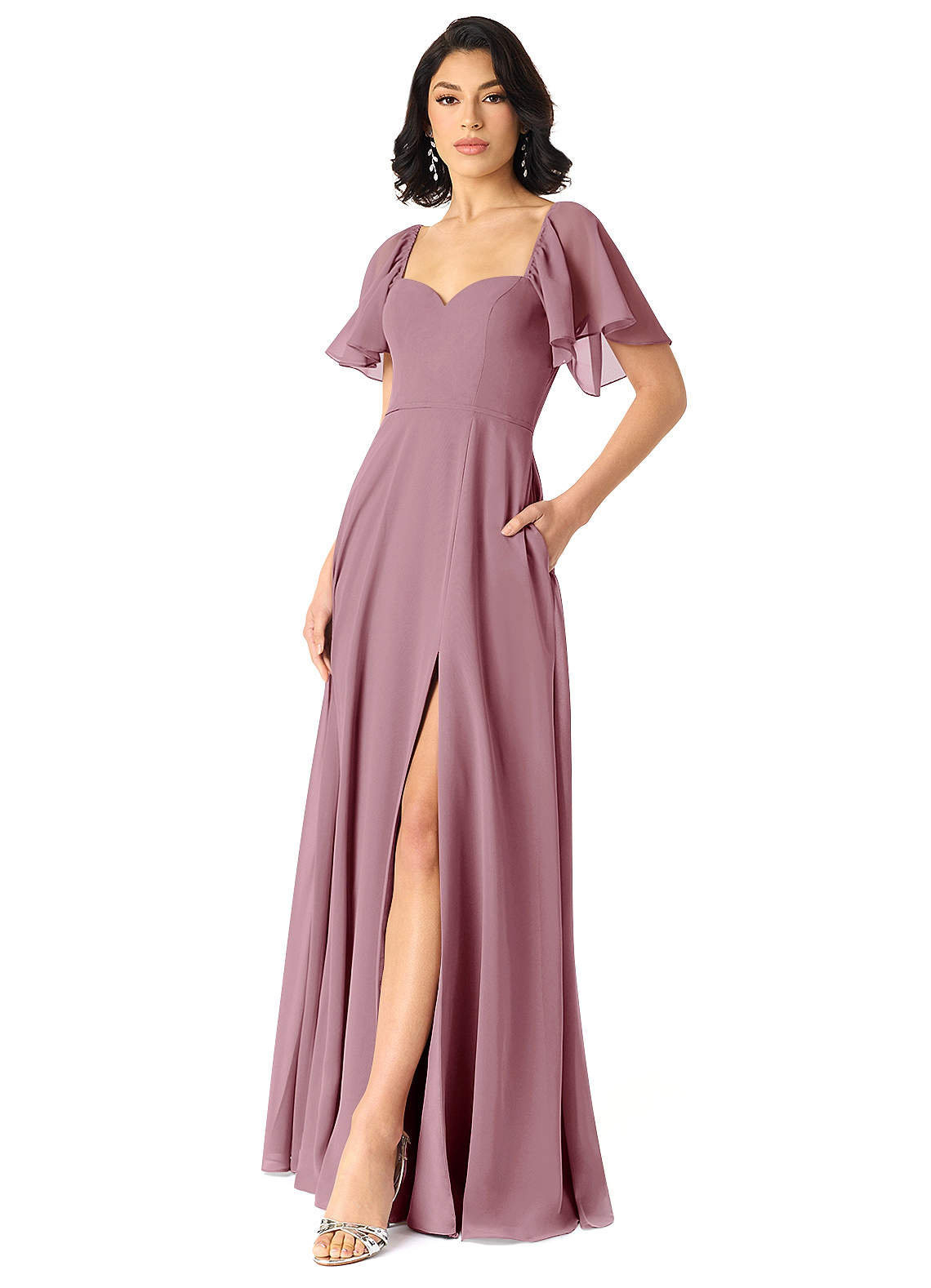 Azazie Chloe Vintage Mauve Chiffon Bridesmaid Dresses | Azazie