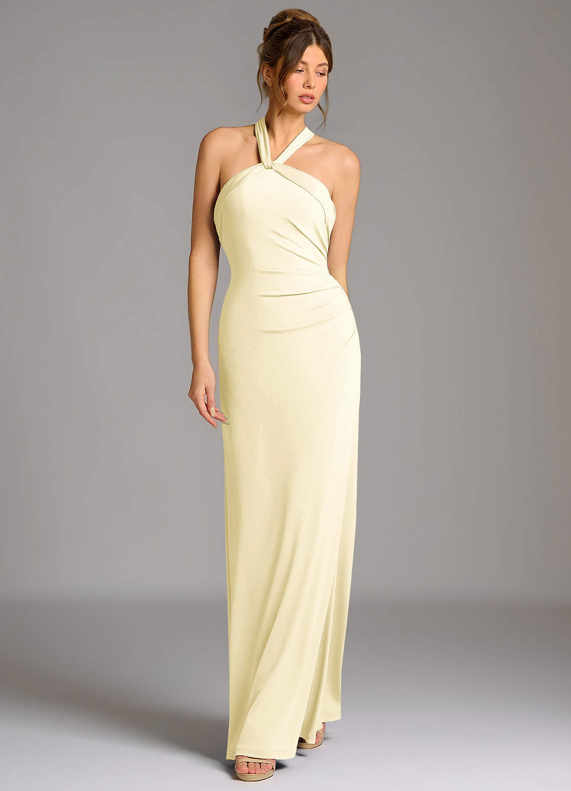 Azazie Valentina Lemon Sorbet Premium Stretch Jersey Bridesmaid Dresses |  Azazie UK