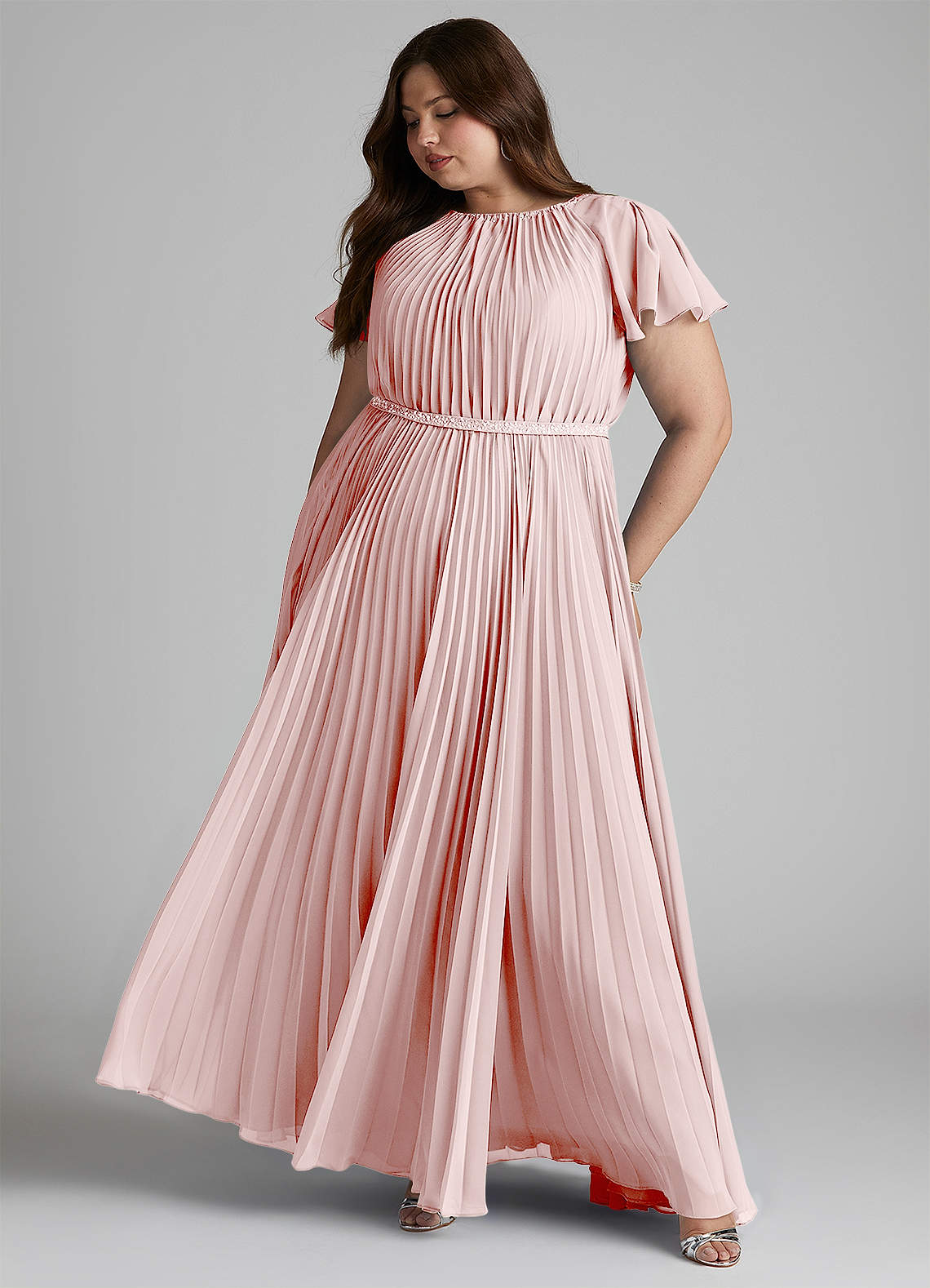 Azazie Kara Modest Bridesmaid Dresses A-Line Pleated Chiffon Floor-Length Dress image11