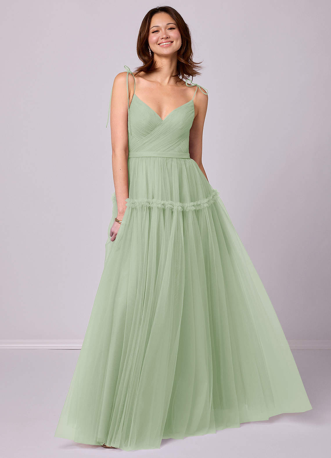 Barbie Dusty Sage A-Line Tulle Floor-Length