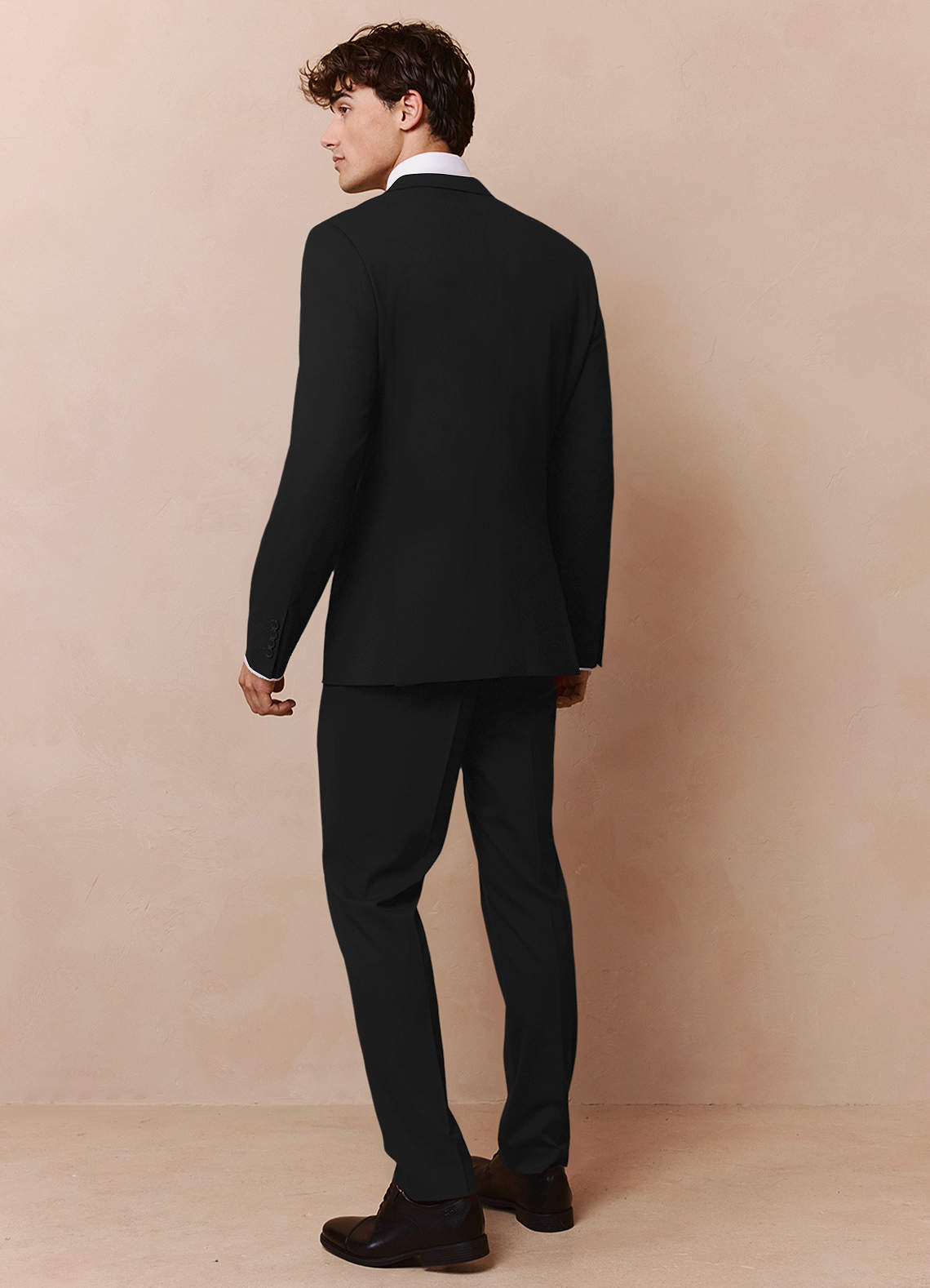 front Savile Black Wool Blend Suit
