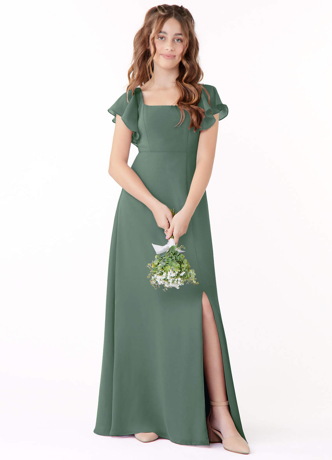 Azazie Bondi Junior Bridesmaid Dress in Eucalyptus | Azazie