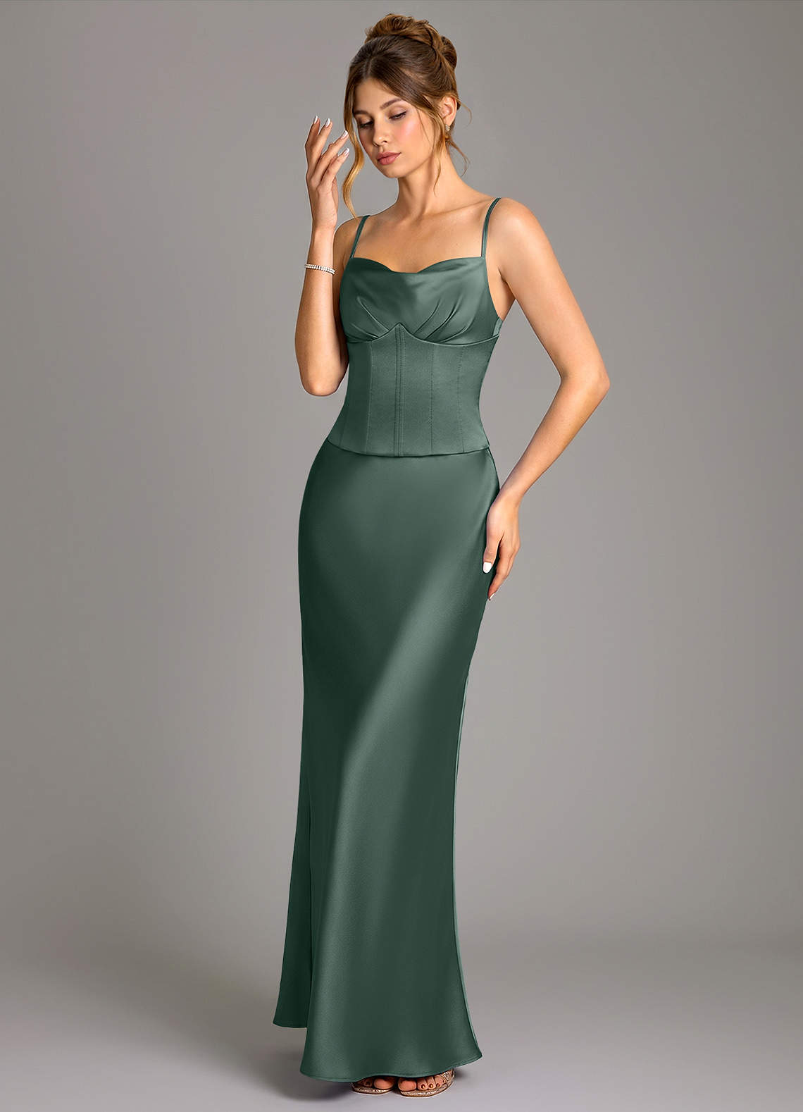 Azazie Reverie Sea Moss Stretch Satin Bridesmaid Dresses | Azazie