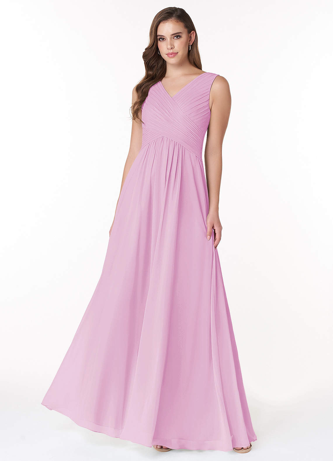 Azazie Flora Bridesmaid Dresses Candy Pink A-Line Pleated Chiffon Dress image1