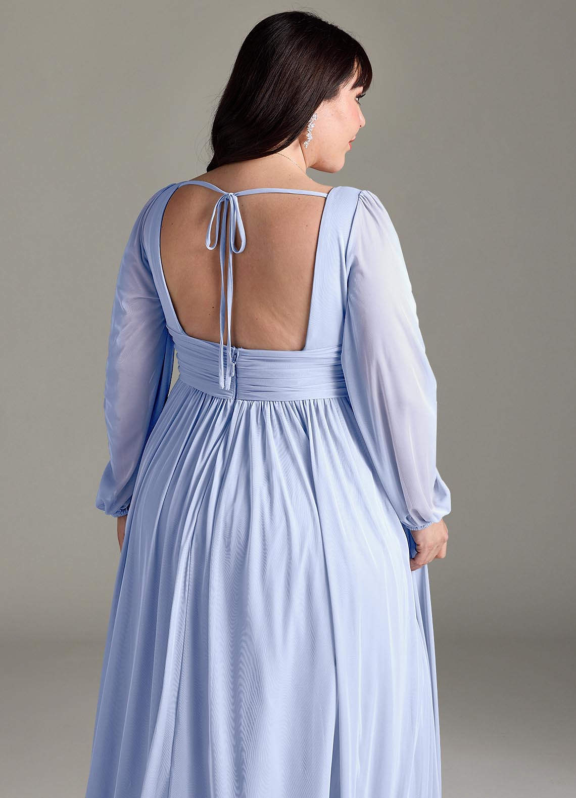 Azazie Norah Vestidos de madrinha de casamento Vestido Gelo de Chiffon de Linha A com Manga comprida image12