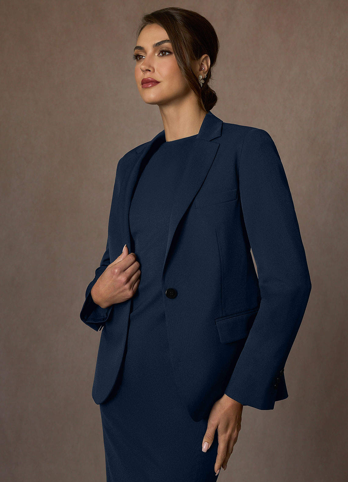 front Kennedy Dark Navy Structured Stretch Blazer