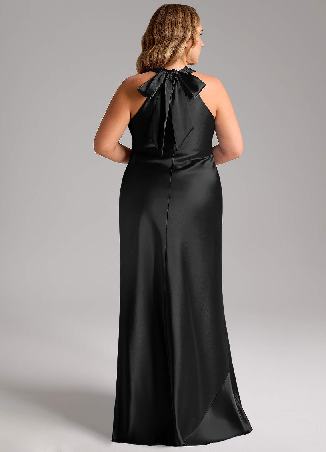 Azazie Doretta Bridesmaid Dresses Black Mermaid Bow Metallic Satin Dress image12