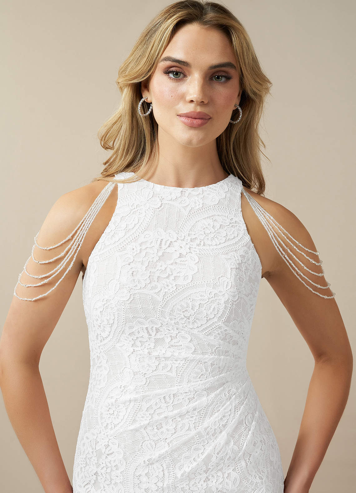 Azazie Rosa Wedding Dresses Diamond White Sheath Lace Dress image3