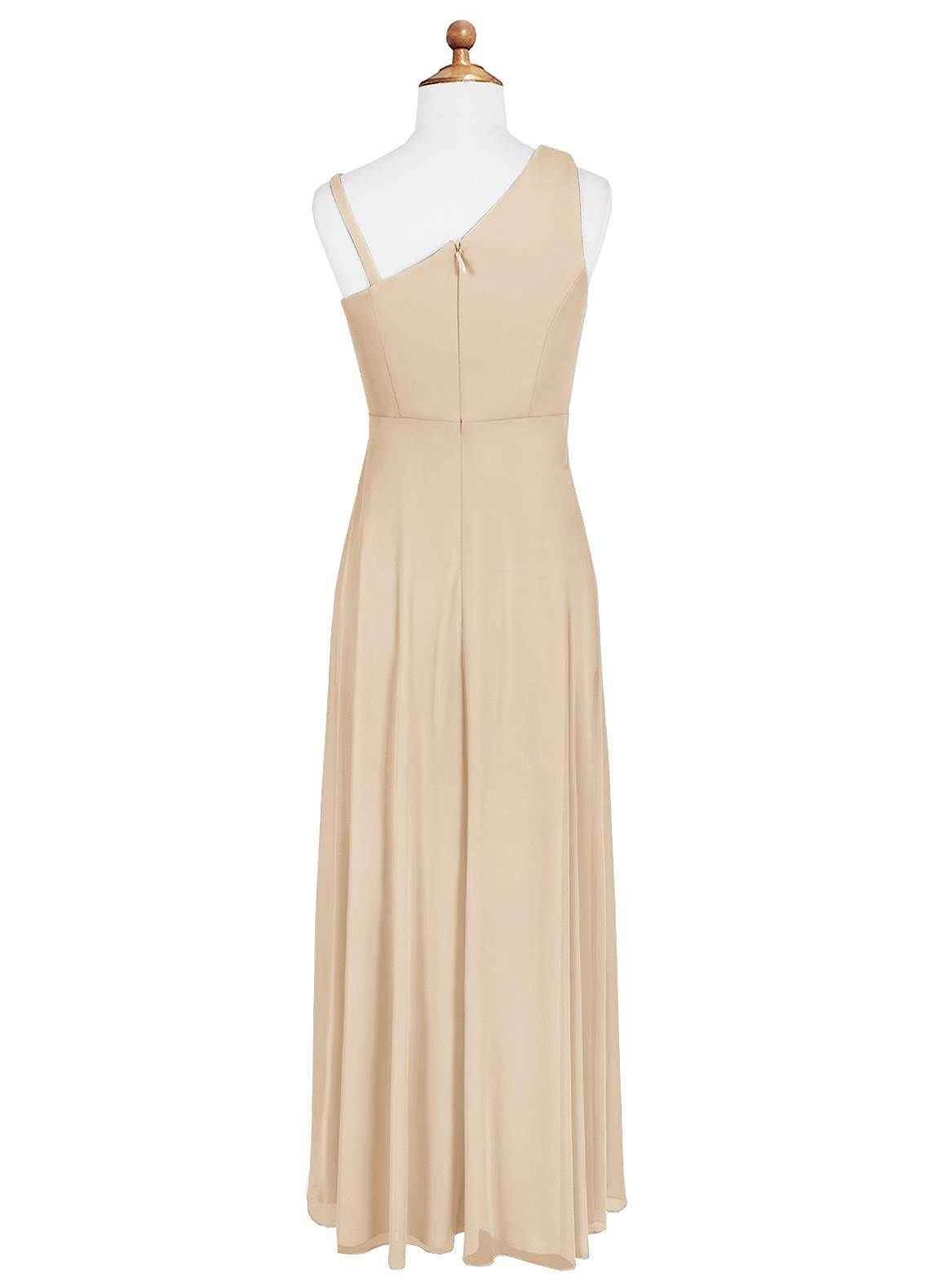 Azazie Brooke Junior Champagne A-Line Pleated Mesh Dress image5
