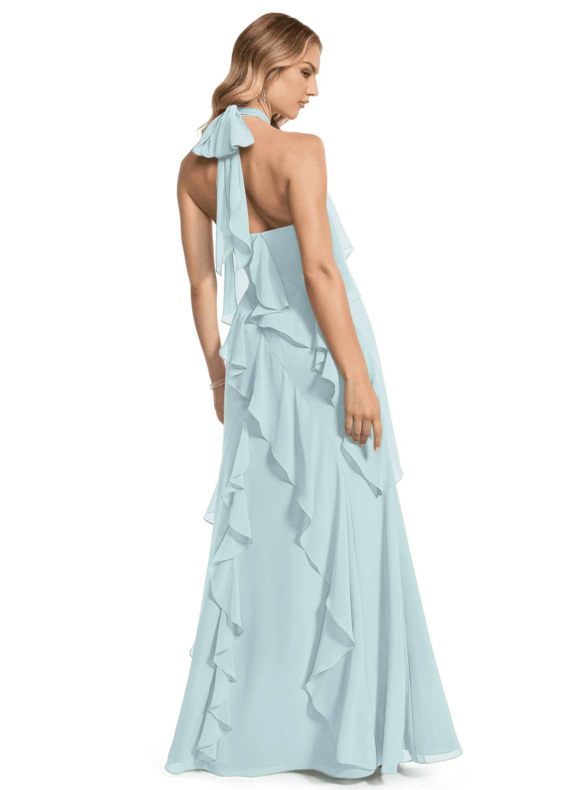 peach chiffon dress with sleeves Ruffled Sleeve Flowing Formal Color:Dottie Print Classic Cocktail Dresses for Fitted Bodice with Draped body cocktail dress