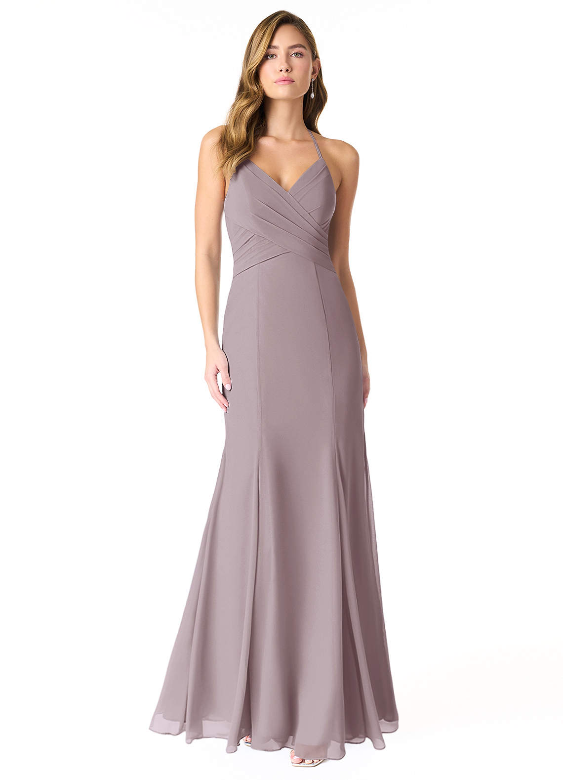 Azazie Carolina Bridesmaid Dresses Dusk Mermaid Ruched Chiffon Dress image1
