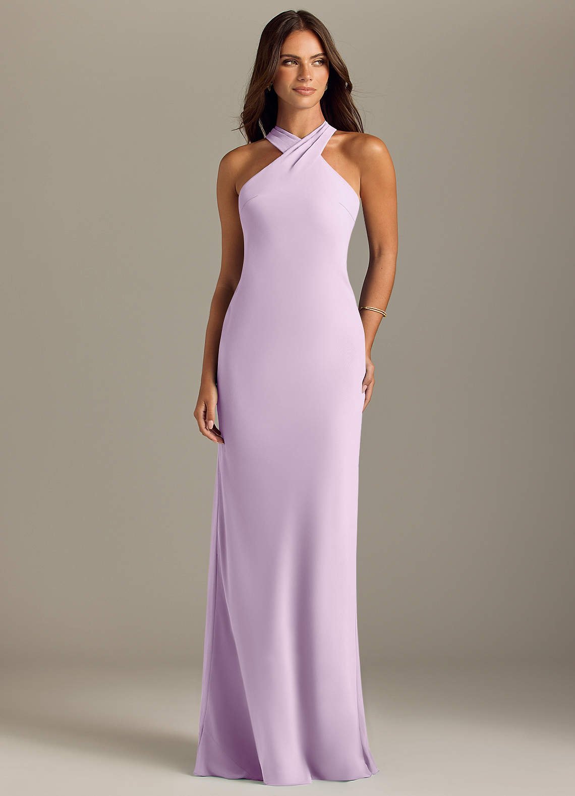 Azazie Doretta Bridesmaid Dresses Frosted Lilac Mermaid Pleated Chiffon Dress image1