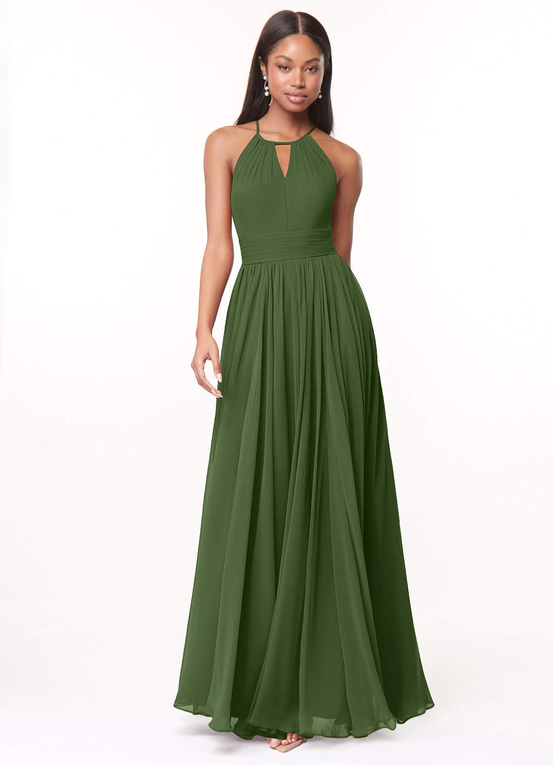 knee length dresses for ladies Shop Blue Plain Midi Long-Sleeve A-Line Dress main image 0