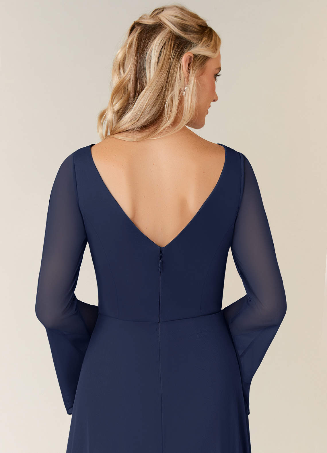 Bleu Marine Foncé Azazie Teraso Robe Trapèze en Maille Plissée