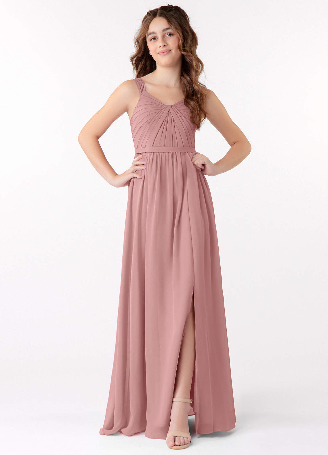Azazie Evie Junior Ready to Ship Bridesmaid Dress in Dusty Rose | Azazie