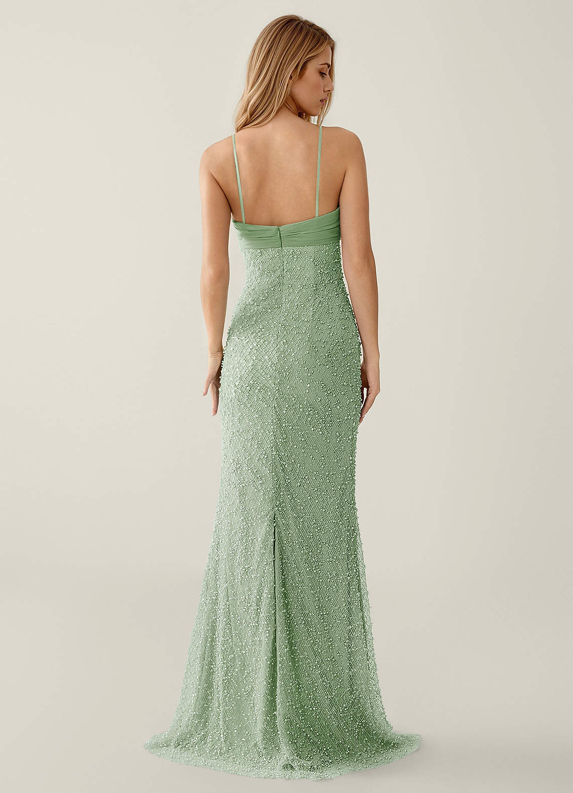 dusty sage green prom dress Dusty Sage A-line Cowl Neck Simple Prom Dresses With Slit, Party Dress, MP783
